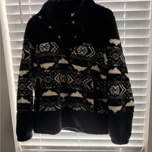 COLUMBIA Black and white patterned Sherpa Quarter Jacket